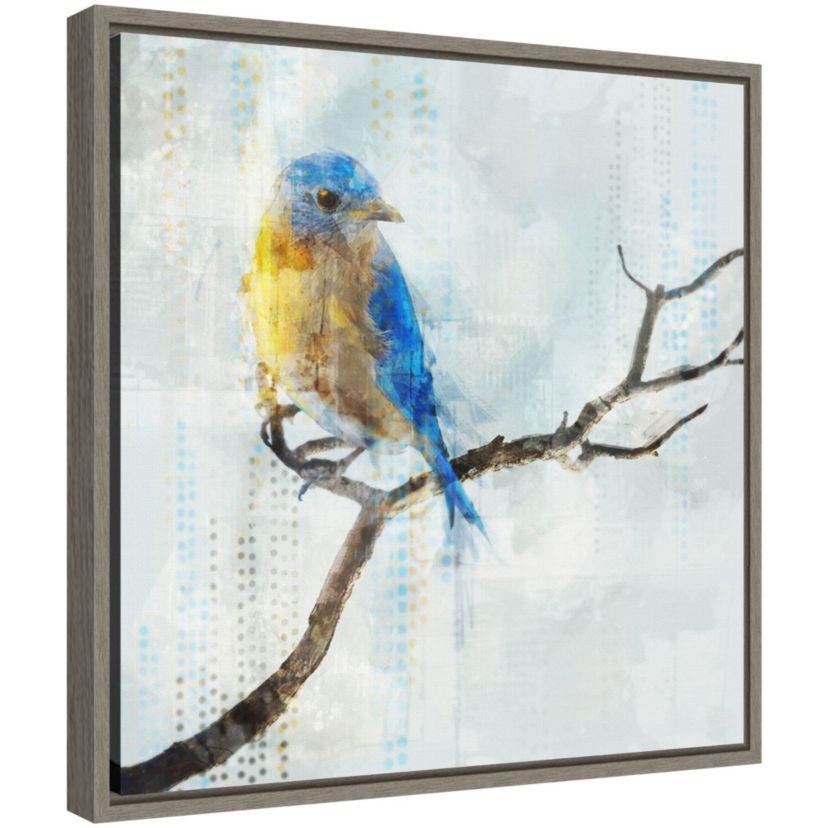Little Blue Bird I Framed Canvas Wall Art Print