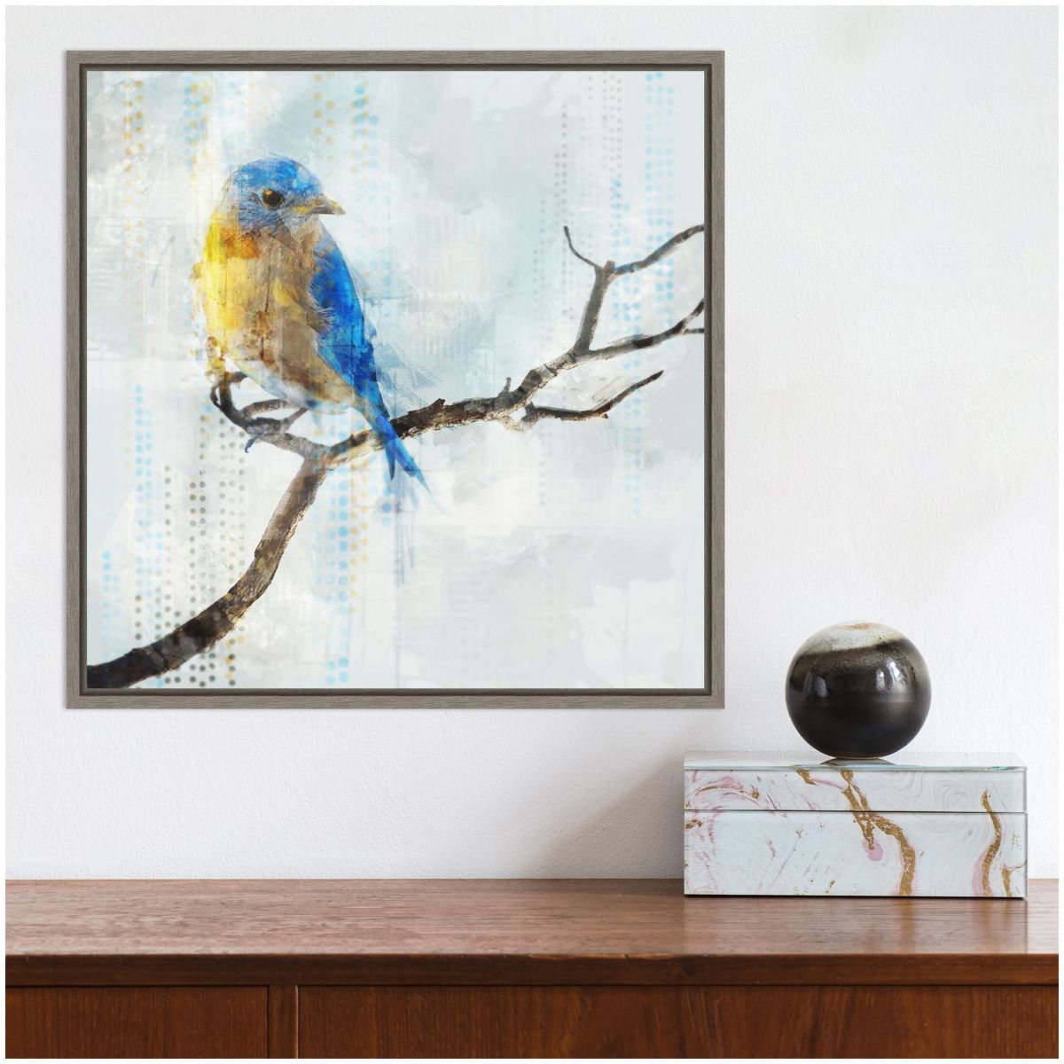 Little Blue Bird I Framed Canvas Wall Art Print