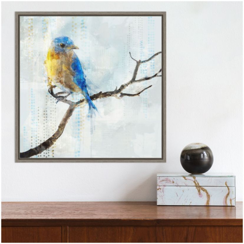 Little Blue Bird I Framed Canvas Wall Art Print