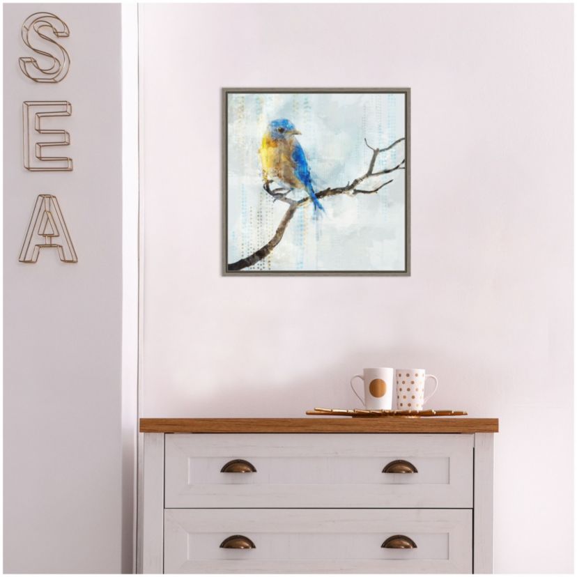 Little Blue Bird I Framed Canvas Wall Art Print