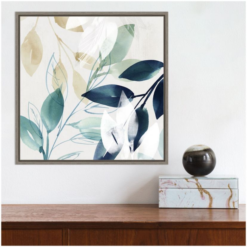 Green Sleeves II (Leaves) Framed Canvas Wall Art Print