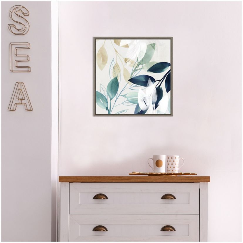 Green Sleeves II (Leaves) Framed Canvas Wall Art Print