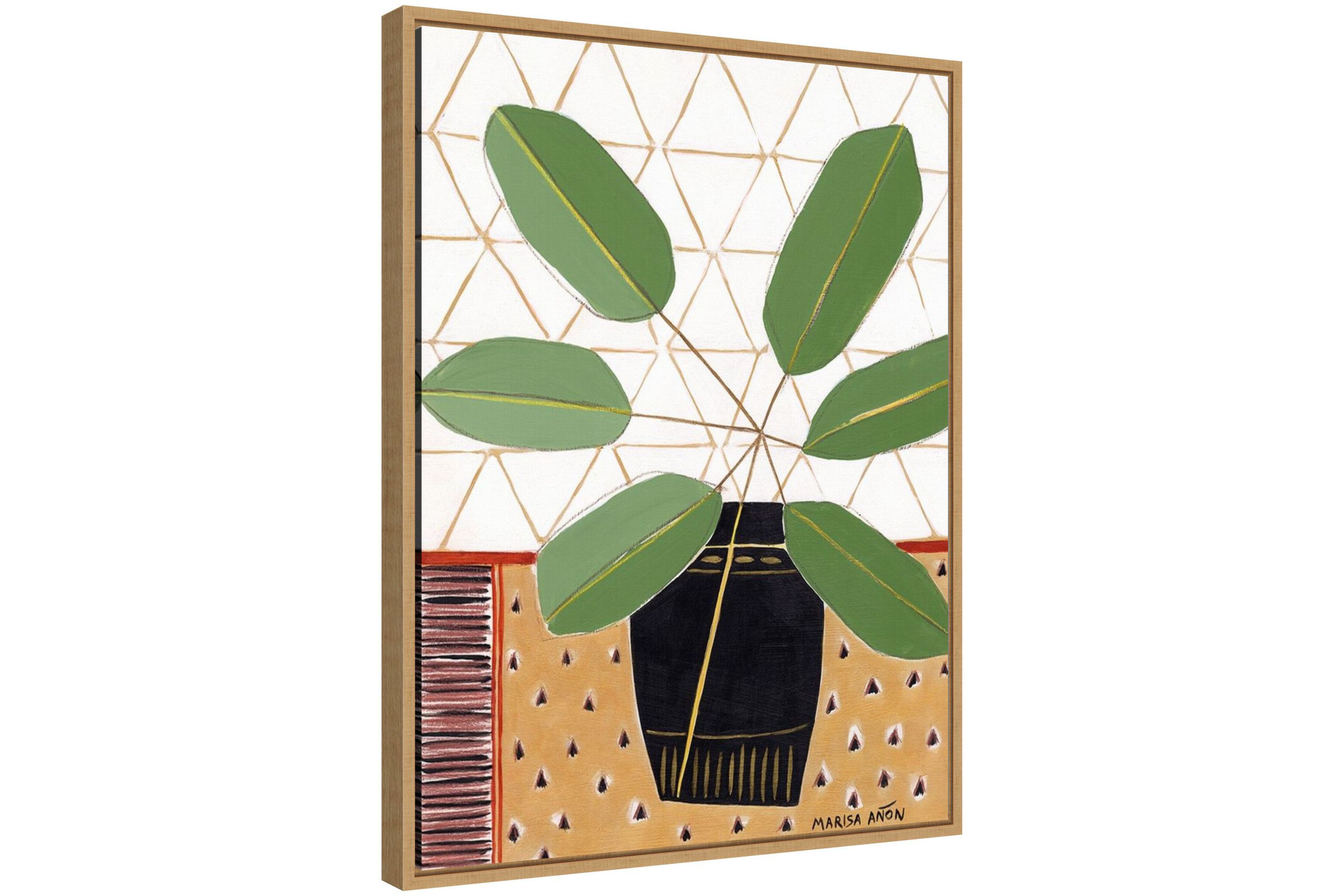 Gold Tablecloth 4 (Plant) Framed Canvas Wall Art Print