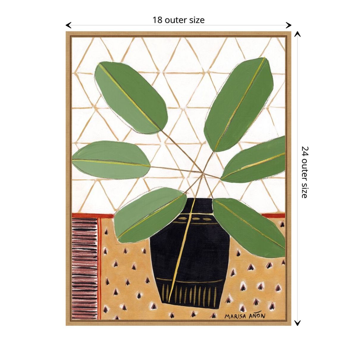 Gold Tablecloth 4 (Plant) Framed Canvas Wall Art Print