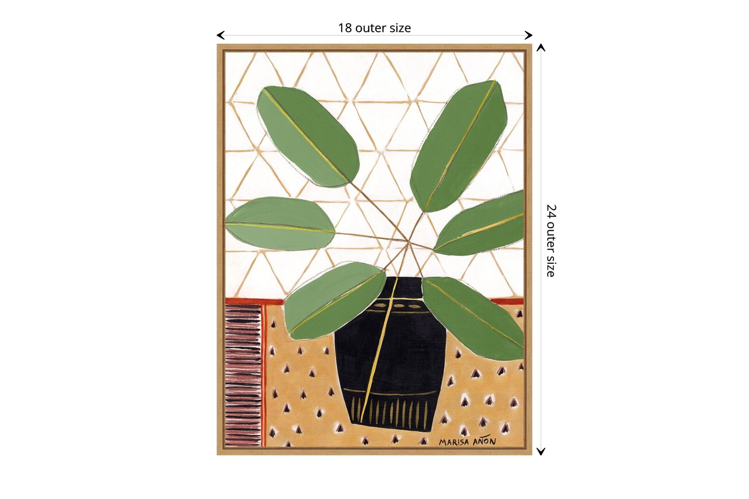 Gold Tablecloth 4 (Plant) Framed Canvas Wall Art Print
