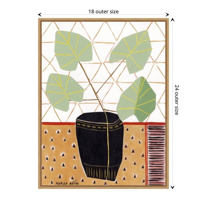 Gold Tablecloth 5 (Plant) Framed Canvas Wall Art Print