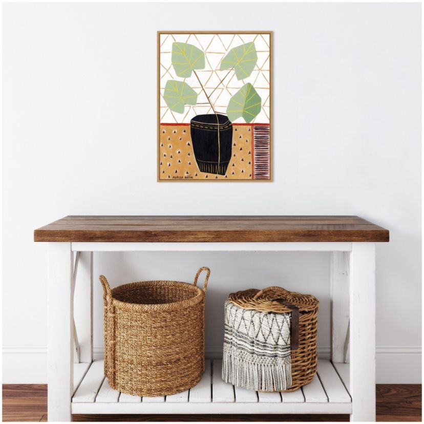 Gold Tablecloth 5 (Plant) Framed Canvas Wall Art Print
