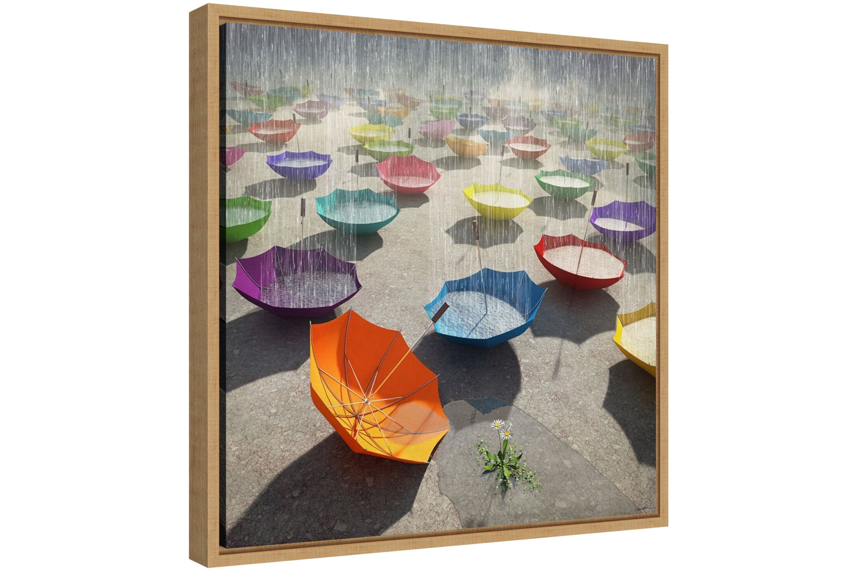 Downpour (Umbrella) Framed Canvas Wall Art Print