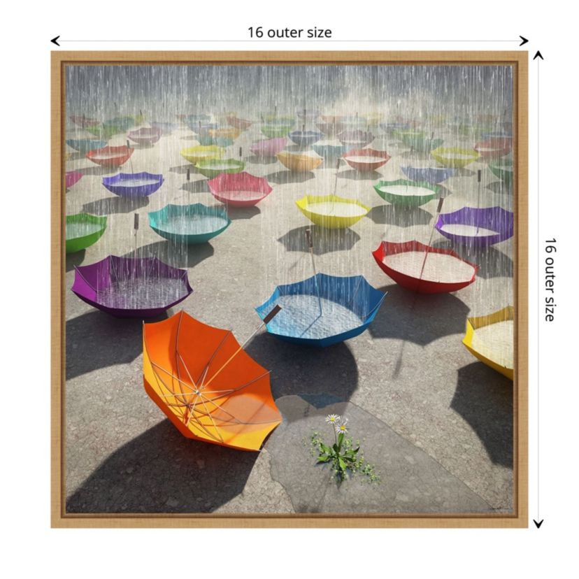 Downpour (Umbrella) Framed Canvas Wall Art Print