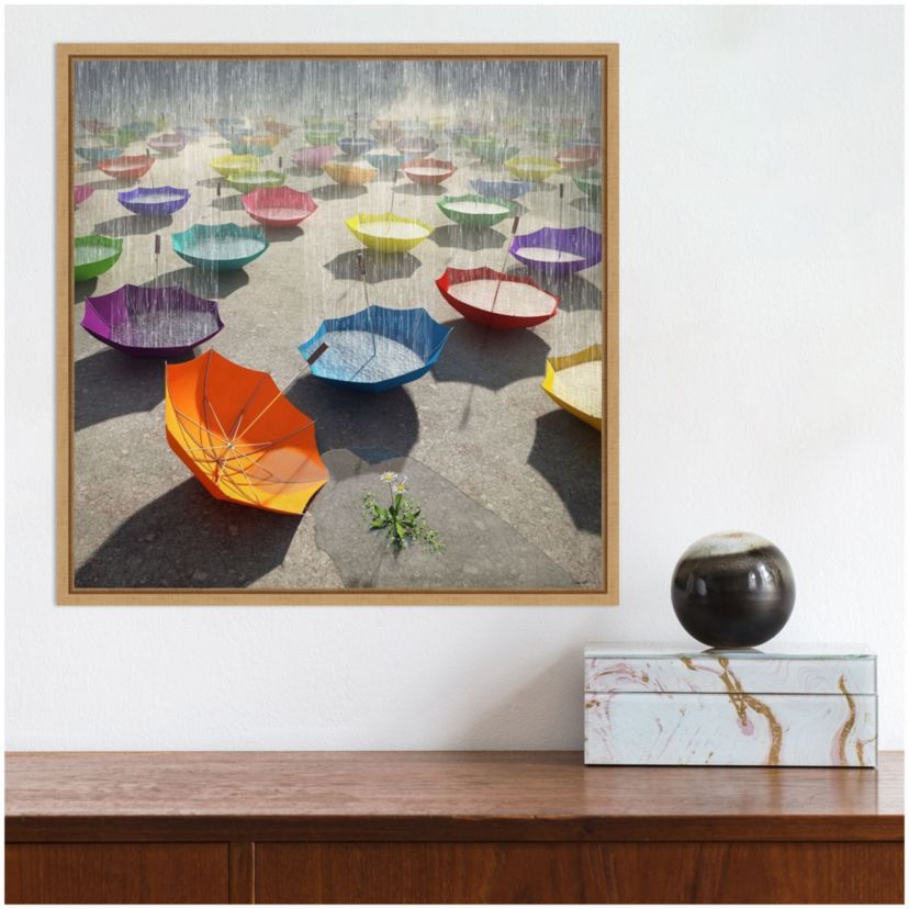 Downpour (Umbrella) Framed Canvas Wall Art Print