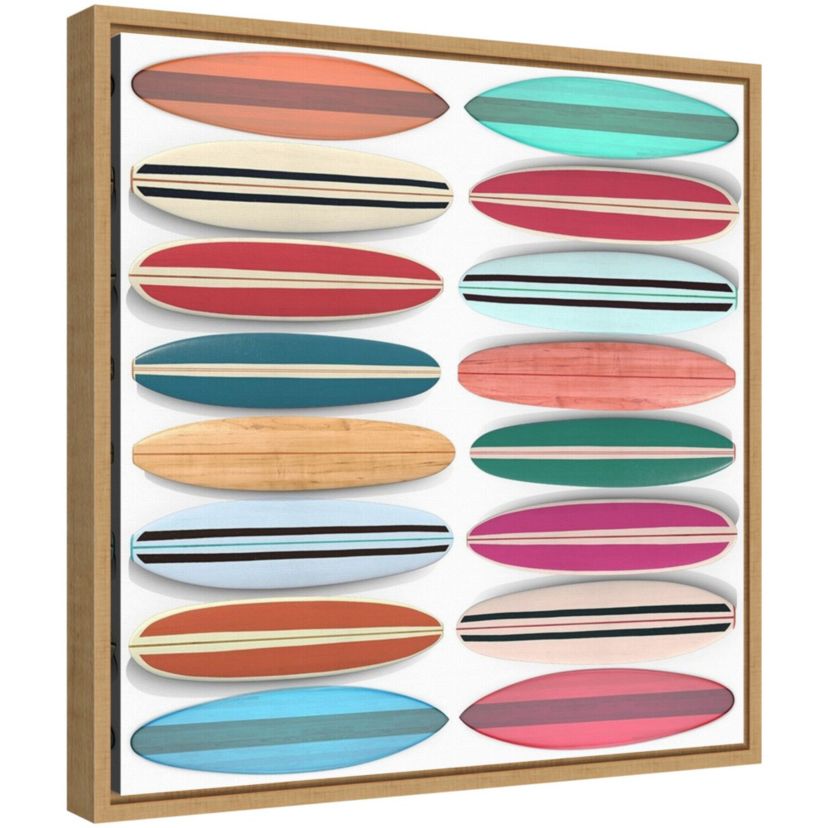 Surfboard Pattern Framed Canvas Wall Art Print