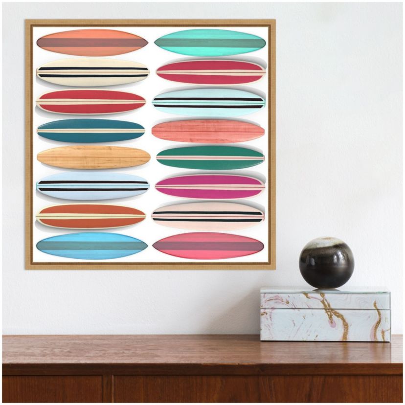 Surfboard Pattern Framed Canvas Wall Art Print