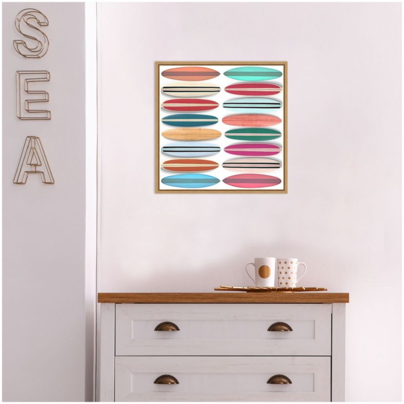 Surfboard Pattern Framed Canvas Wall Art Print