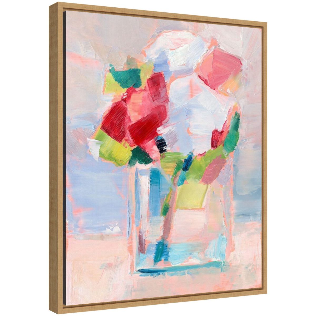 Abstract Flowers in Vase II Framed Canvas Wall Art Print