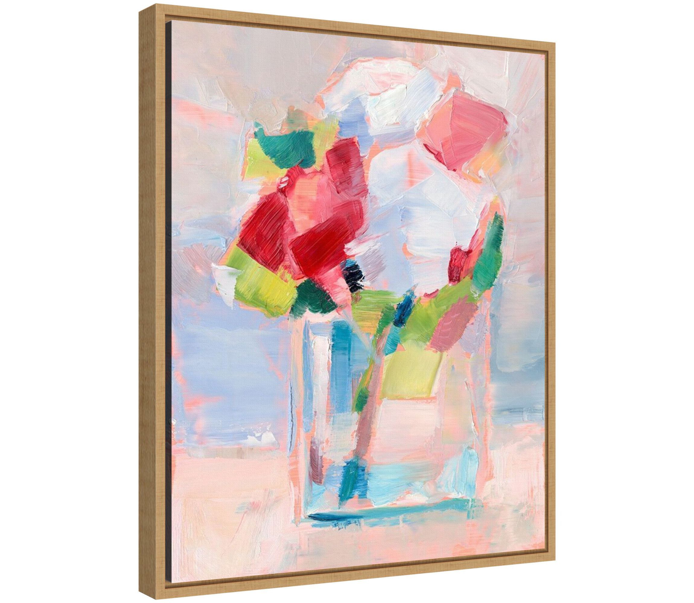Abstract Flowers in Vase II Framed Canvas Wall Art Print