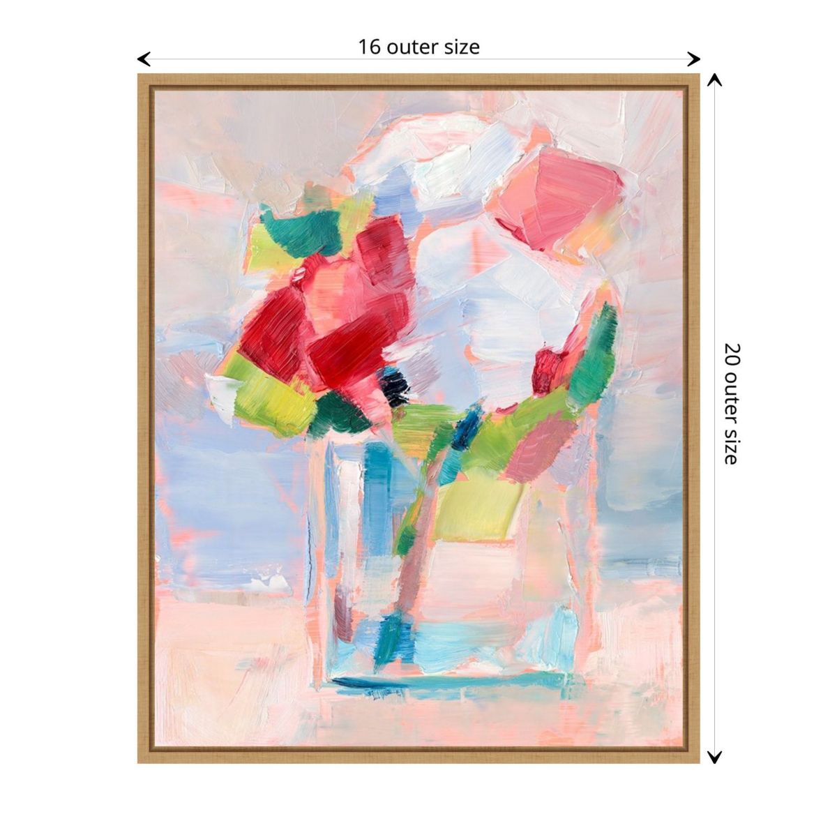 Abstract Flowers in Vase II Framed Canvas Wall Art Print