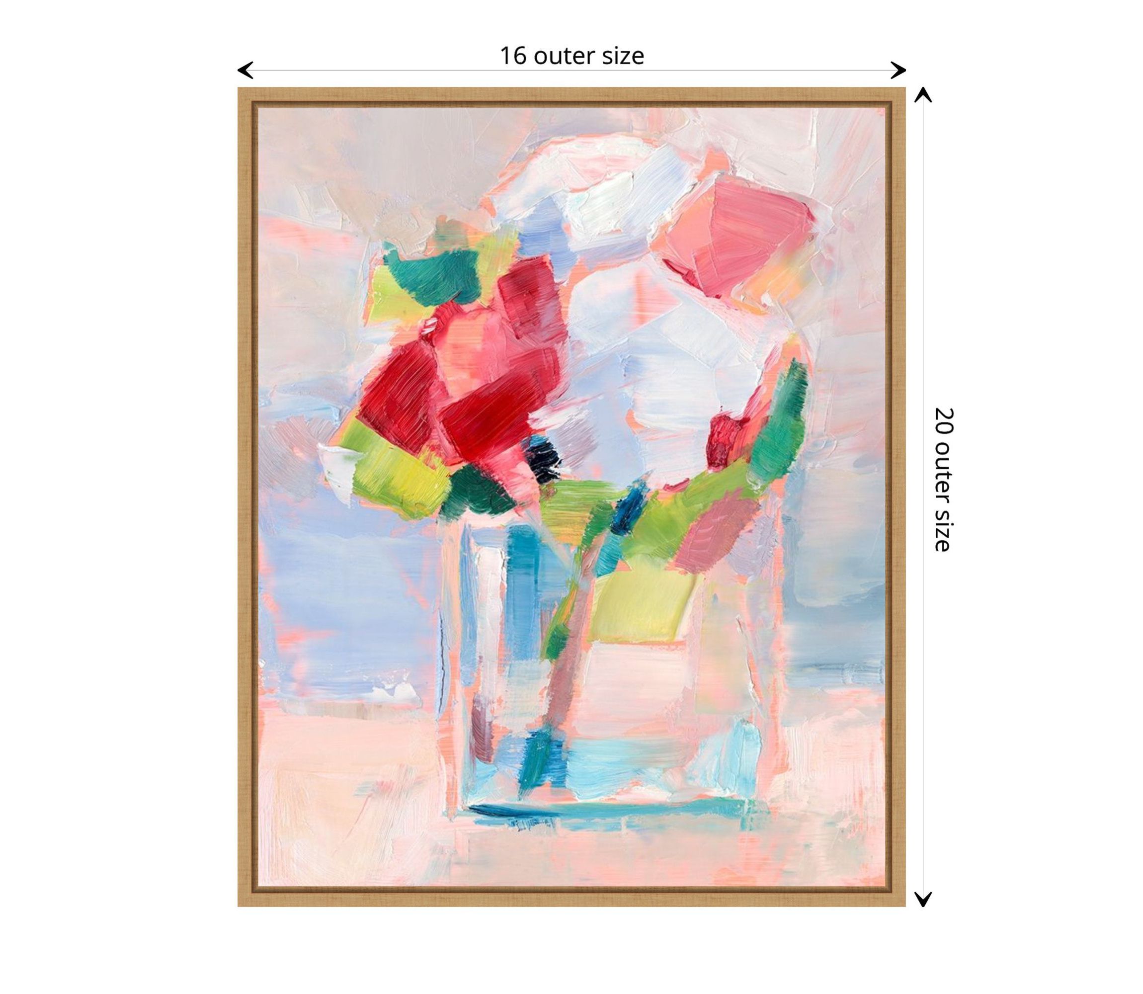 Abstract Flowers in Vase II Framed Canvas Wall Art Print