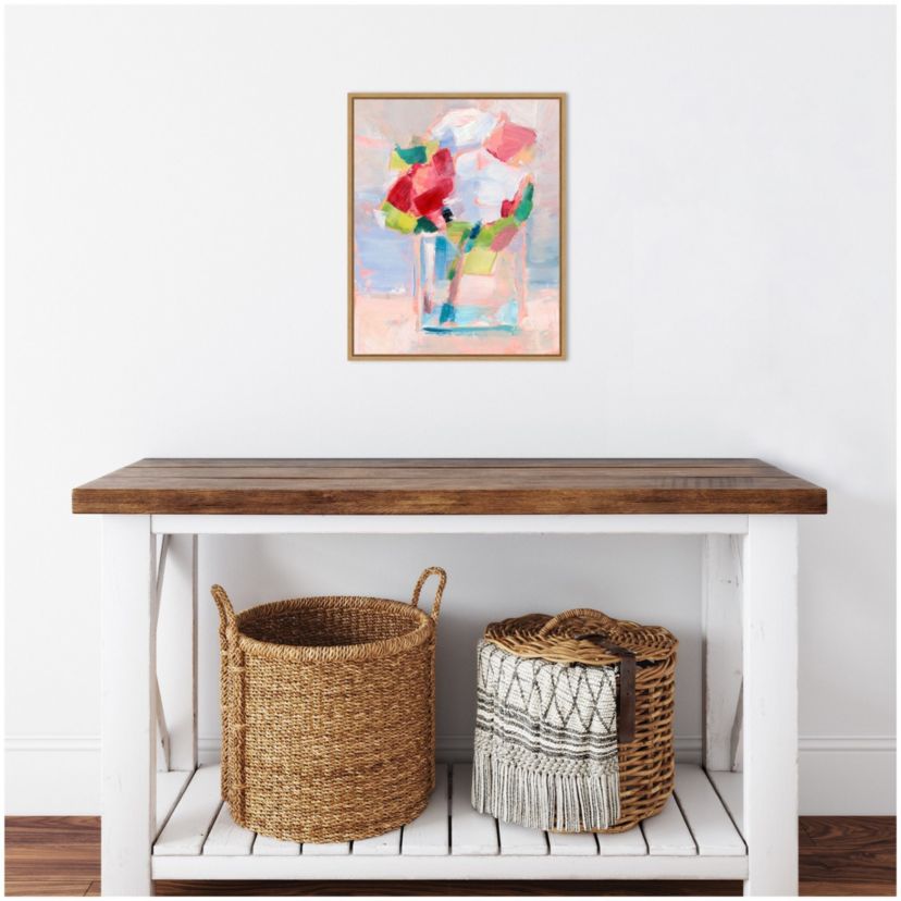 Abstract Flowers in Vase II Framed Canvas Wall Art Print