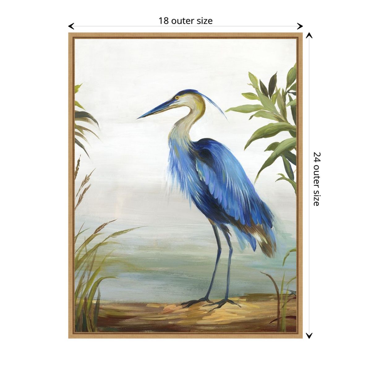 Blue Heron Framed Canvas Wall Art Print