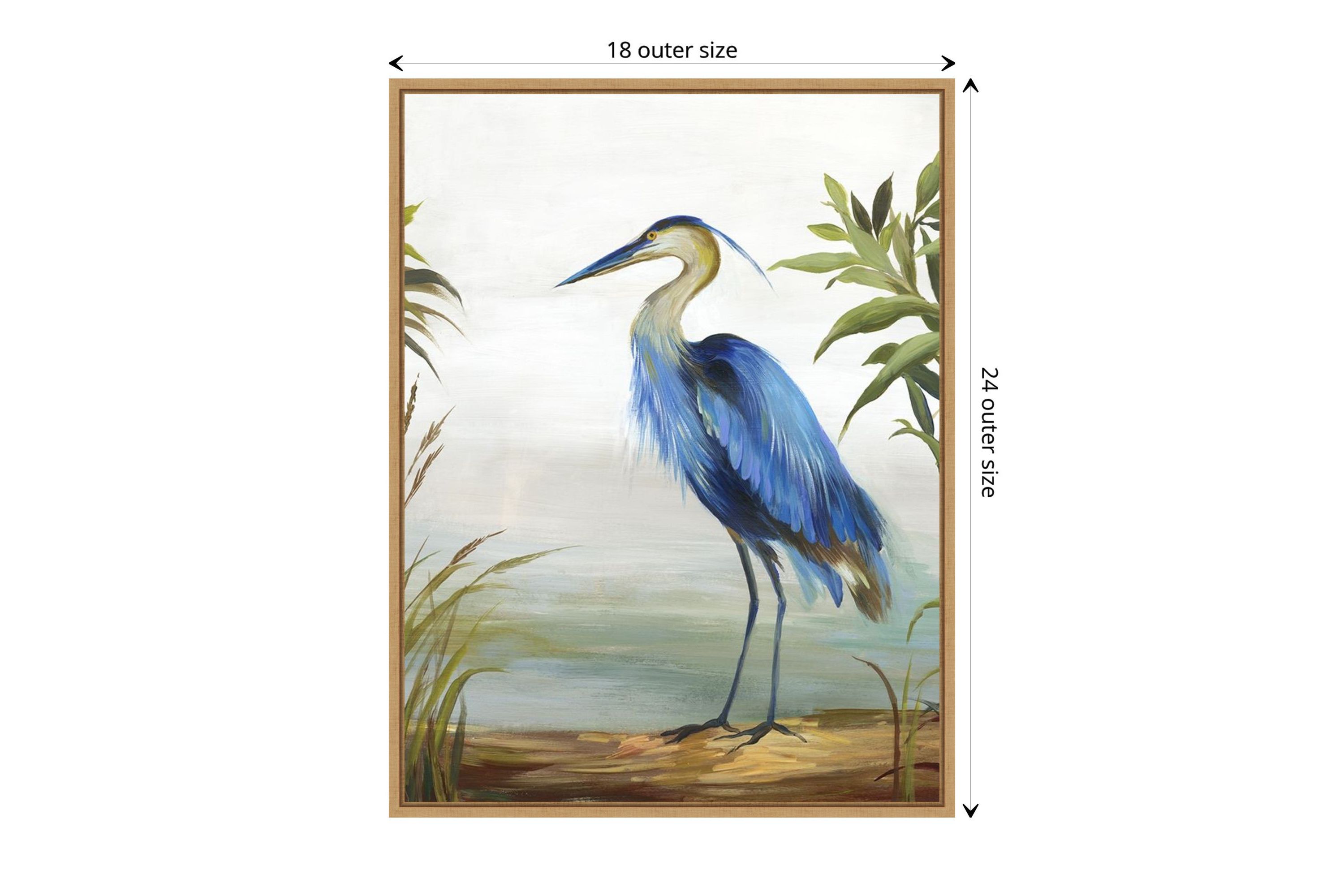 Blue Heron Framed Canvas Wall Art Print