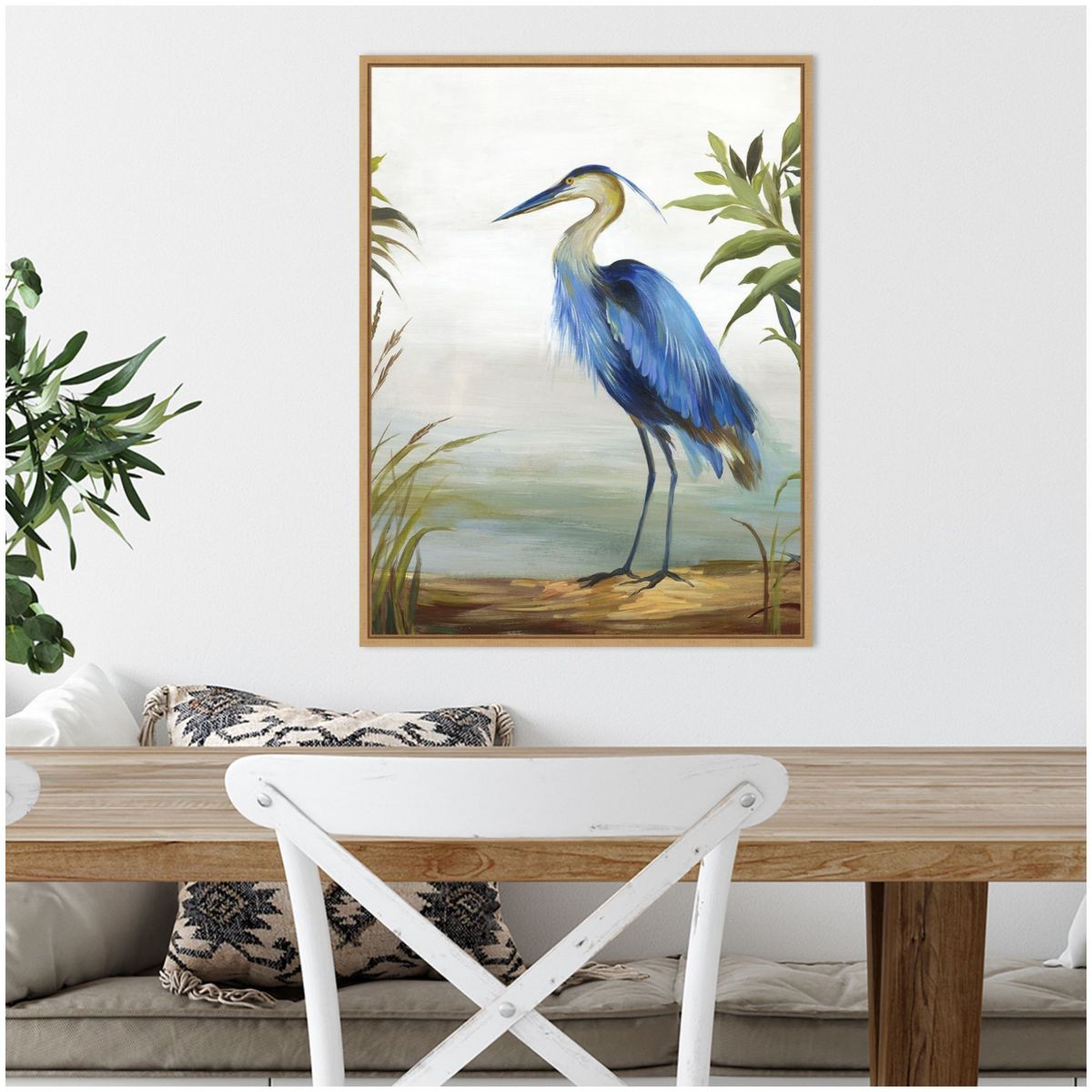 Blue Heron Framed Canvas Wall Art Print