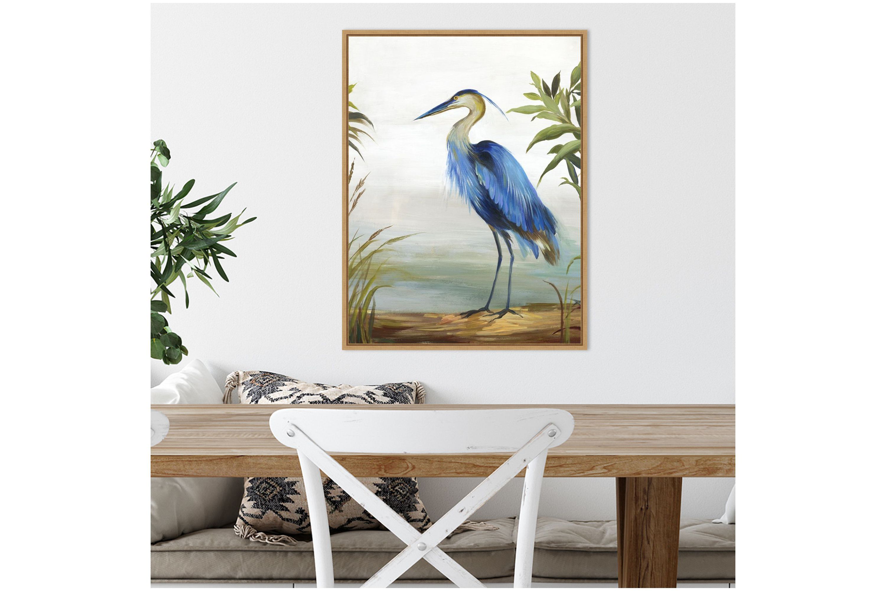 Blue Heron Framed Canvas Wall Art Print