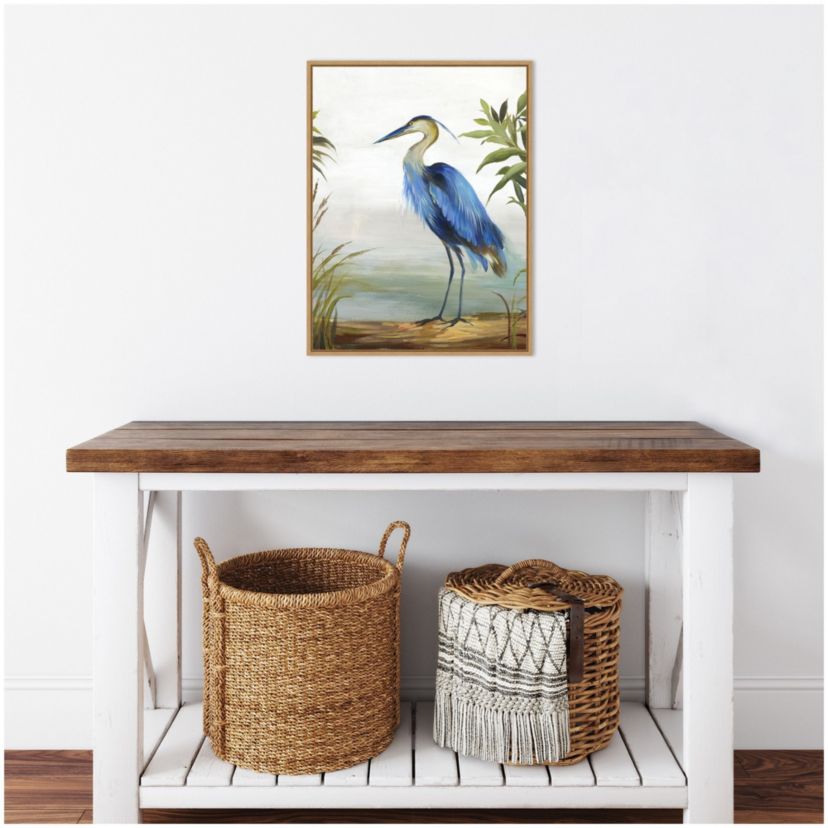 Blue Heron Framed Canvas Wall Art Print