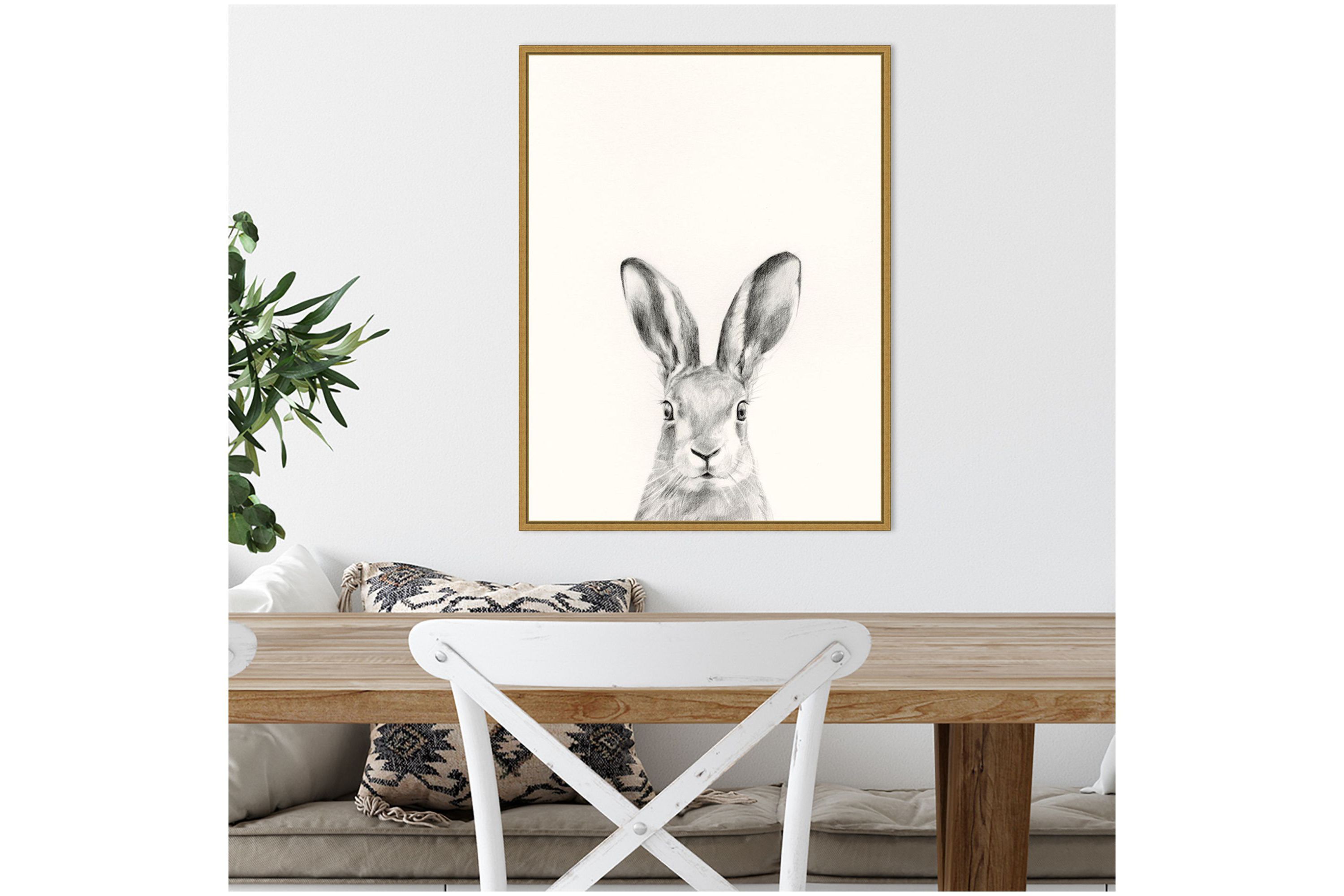 Animal Mug I (Rabbit) Framed Canvas Wall Art Print