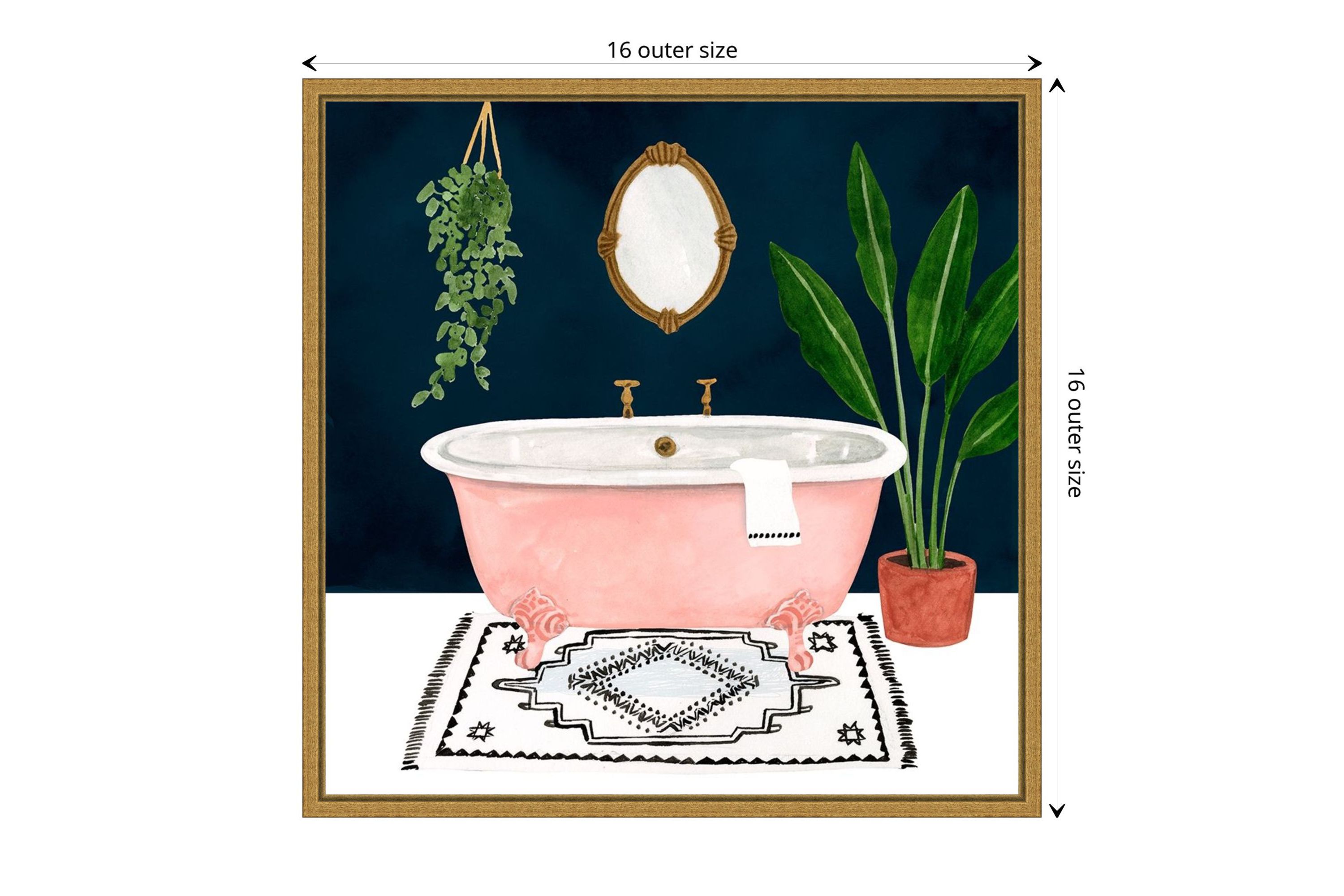 Boho Bath II Framed Canvas Wall Art Print