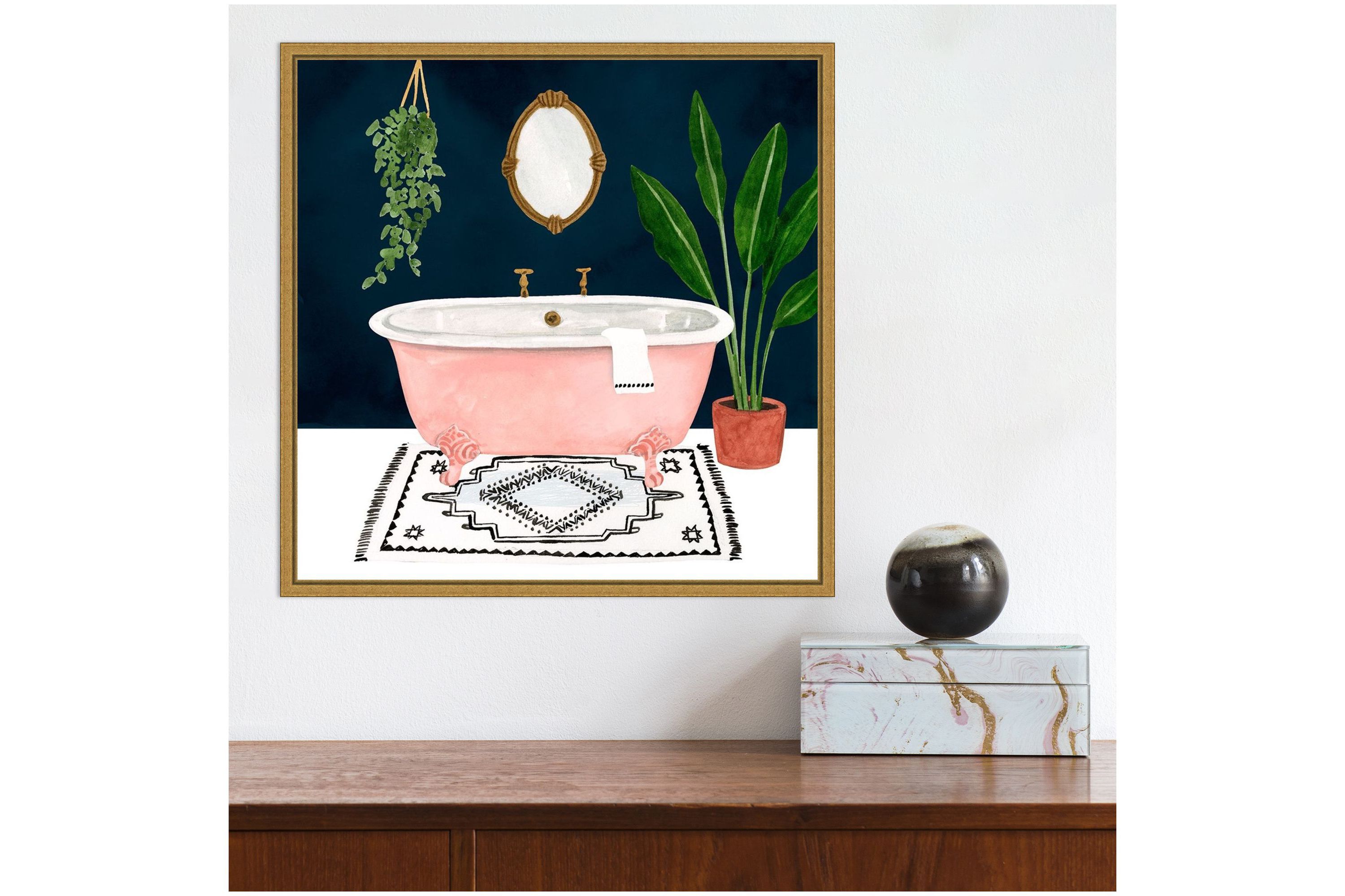 Boho Bath II Framed Canvas Wall Art Print