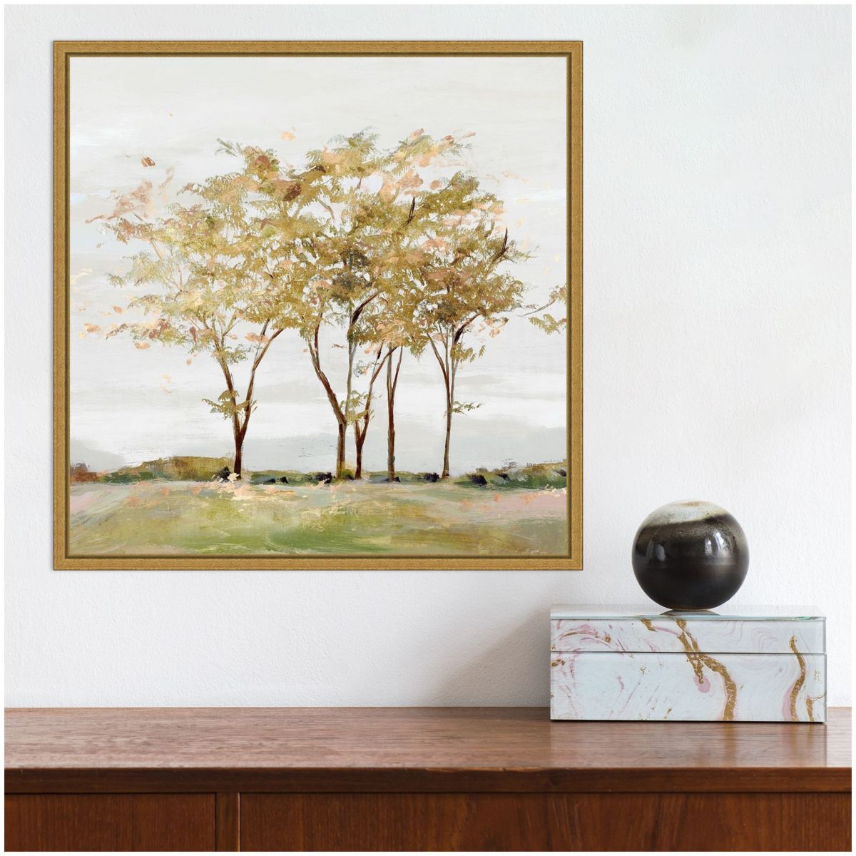 Golden Acre Wood (Trees) Framed Canvas Wall Art Print