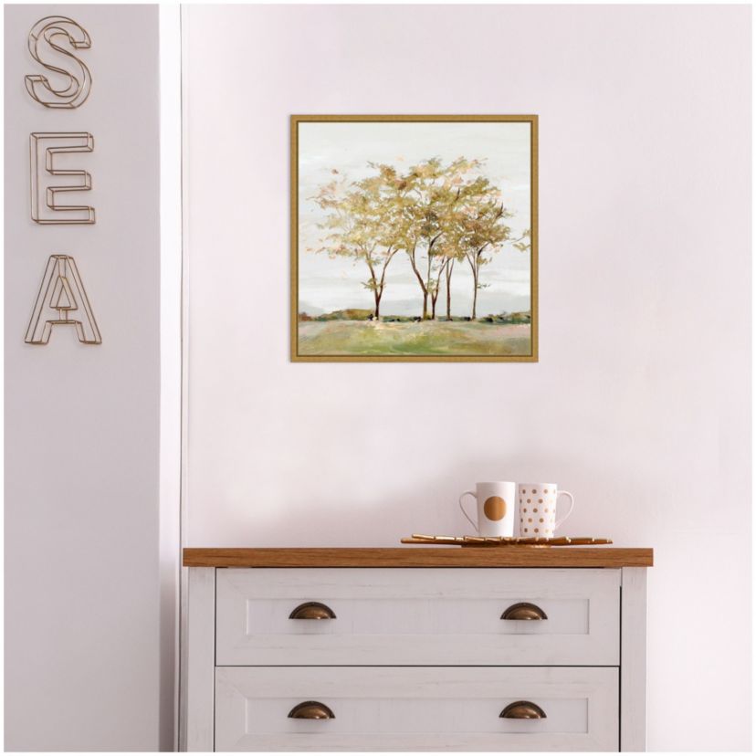 Golden Acre Wood (Trees) Framed Canvas Wall Art Print