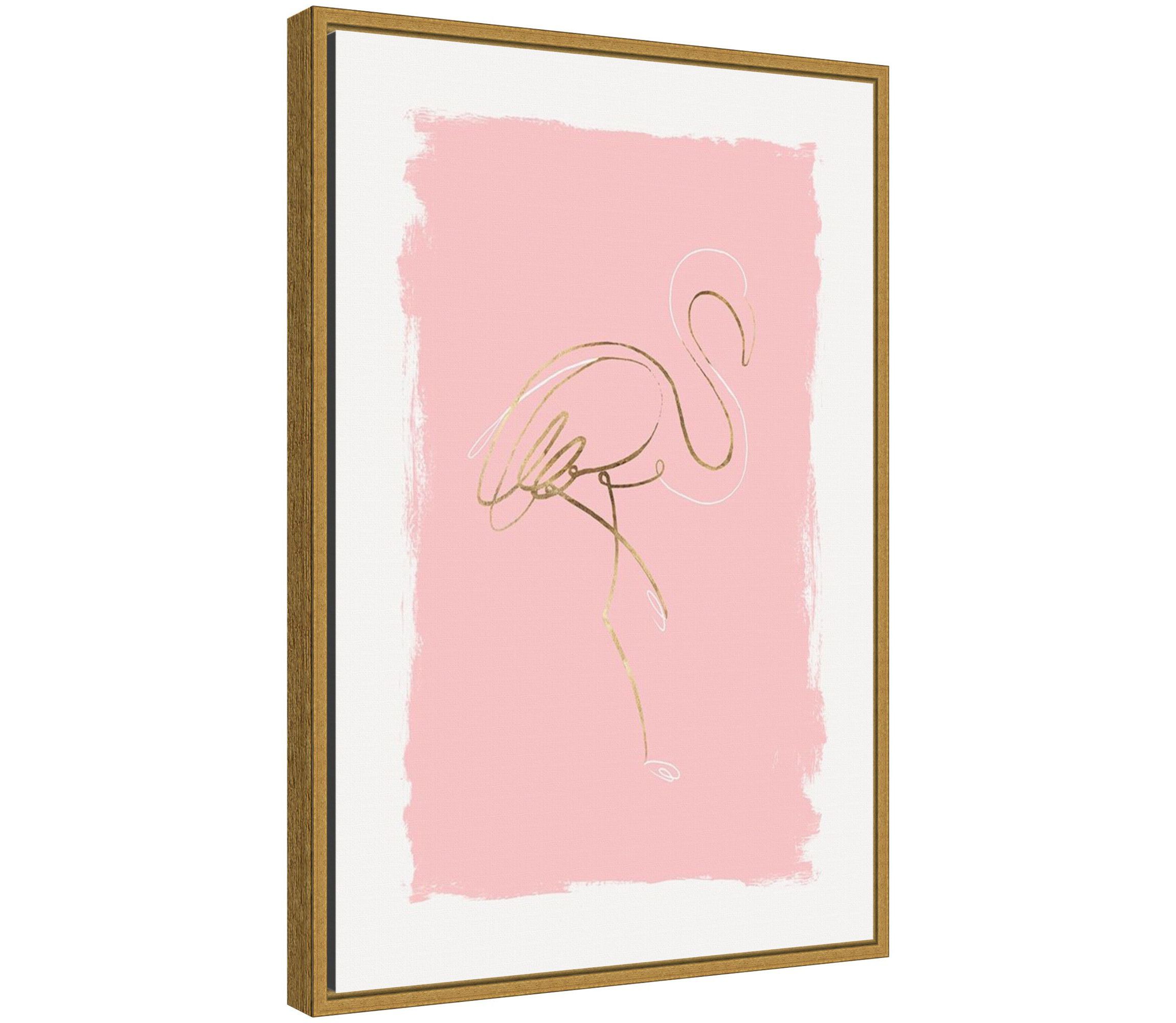 Graceful Bird I (Flamingo) Framed Canvas Wall Art Print