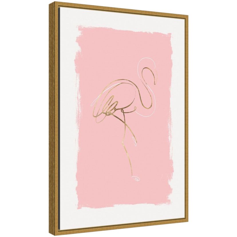 Graceful Bird I (Flamingo) Framed Canvas Wall Art Print