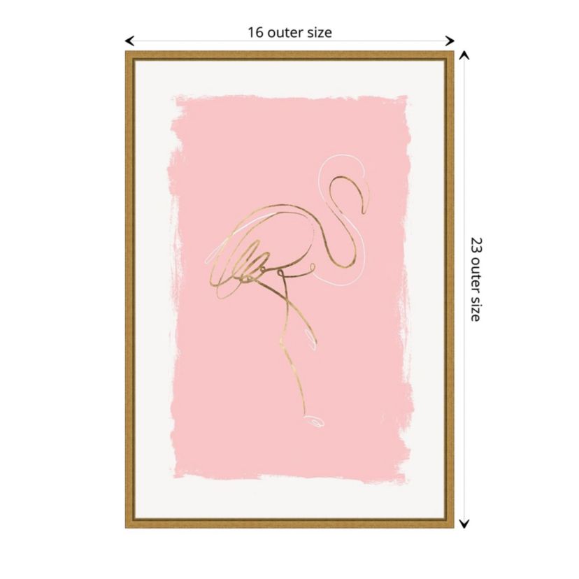 Graceful Bird I (Flamingo) Framed Canvas Wall Art Print