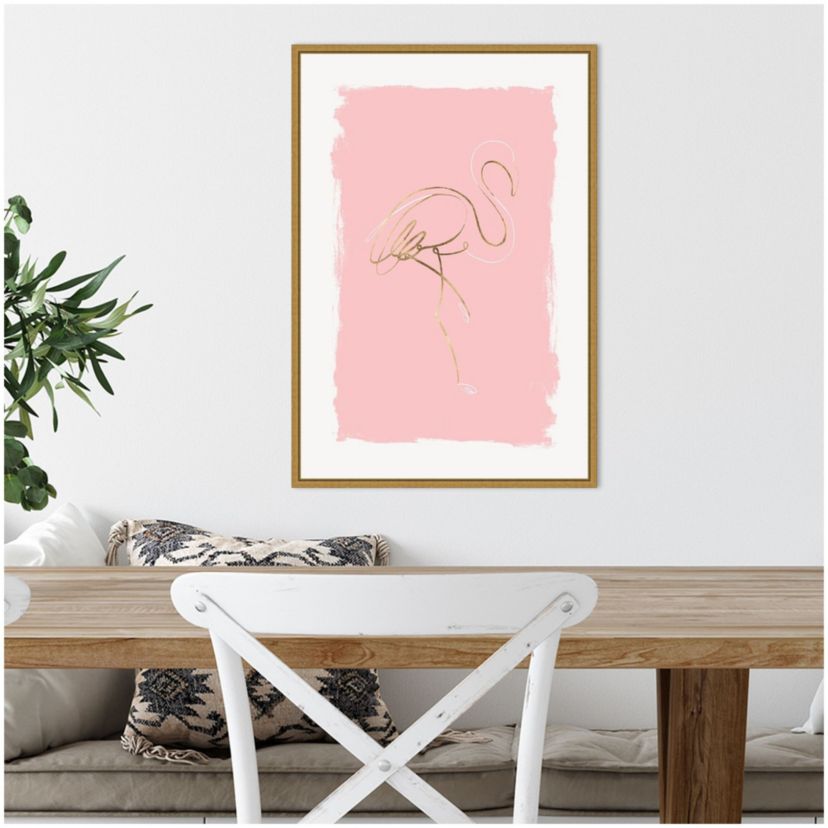Graceful Bird I (Flamingo) Framed Canvas Wall Art Print