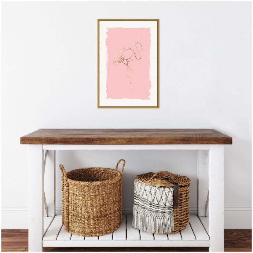 Graceful Bird I (Flamingo) Framed Canvas Wall Art Print