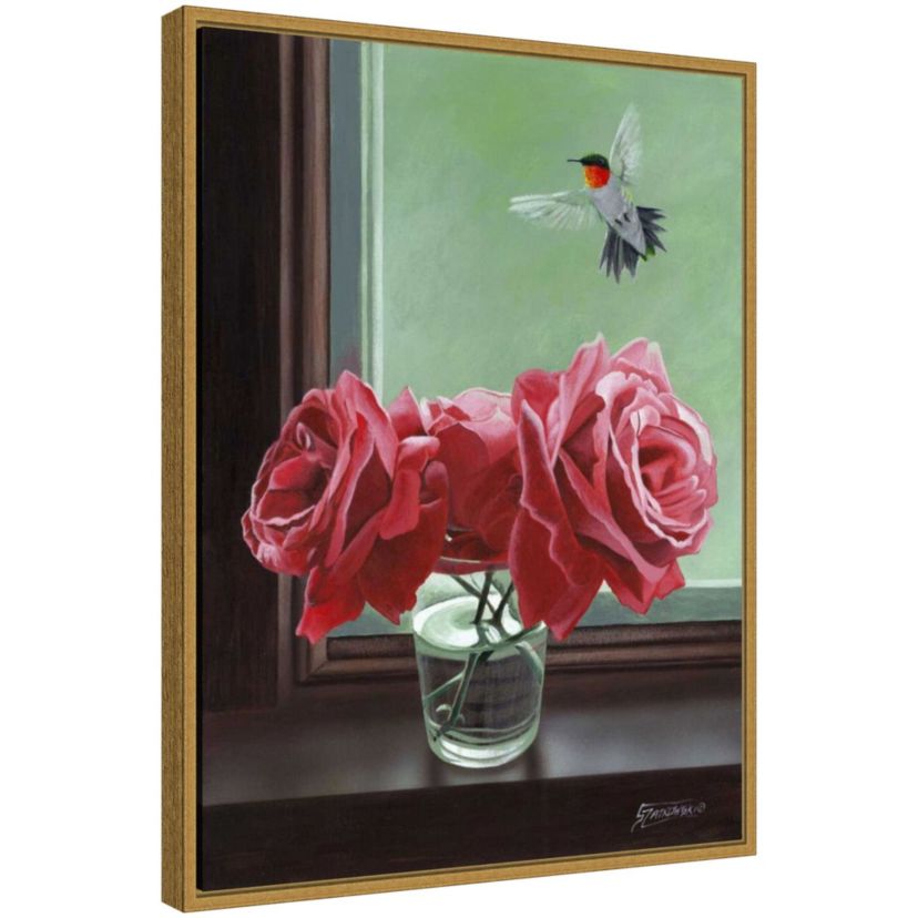 Window Shopping (Rose) Framed Canvas Wall Art Print