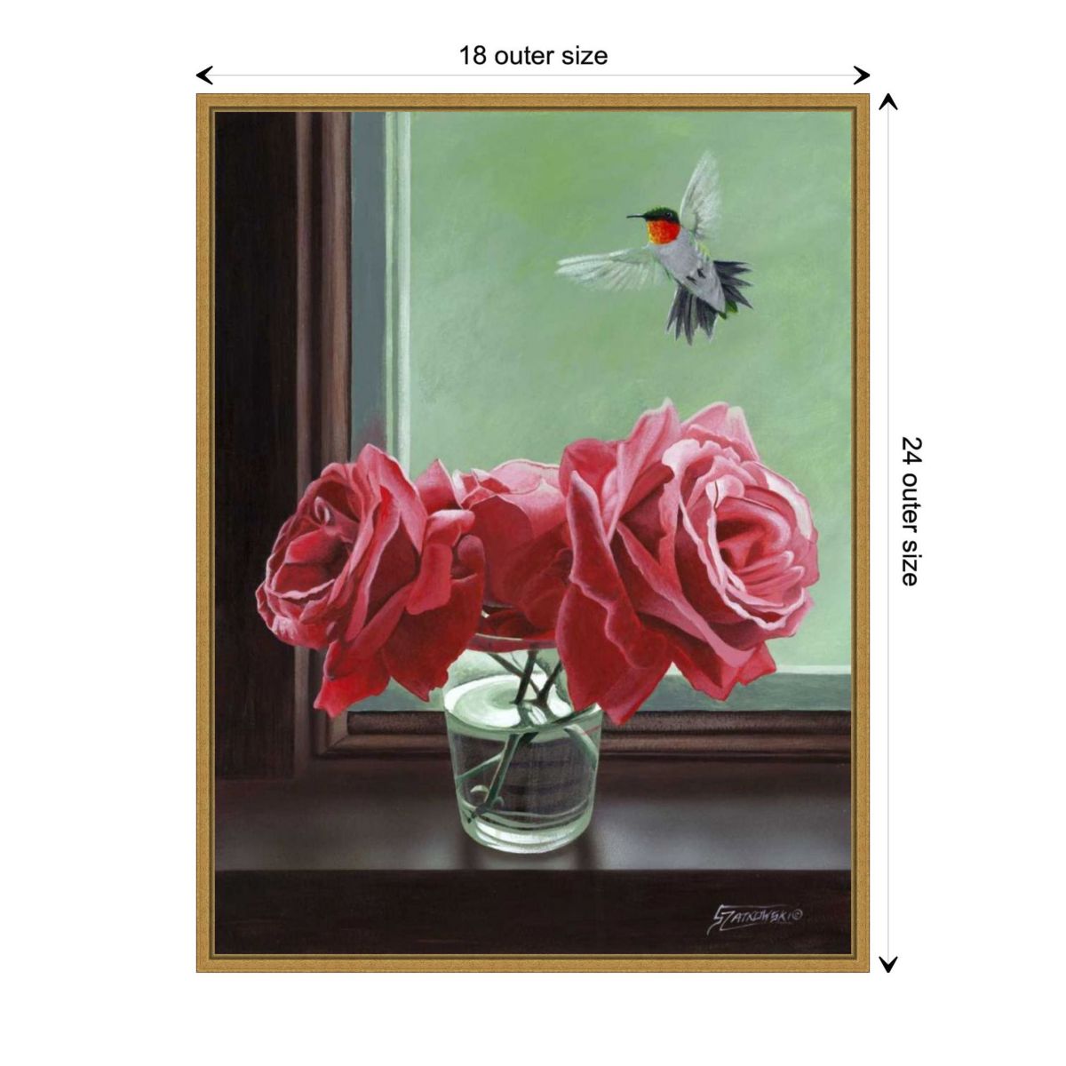 Window Shopping (Rose) Framed Canvas Wall Art Print