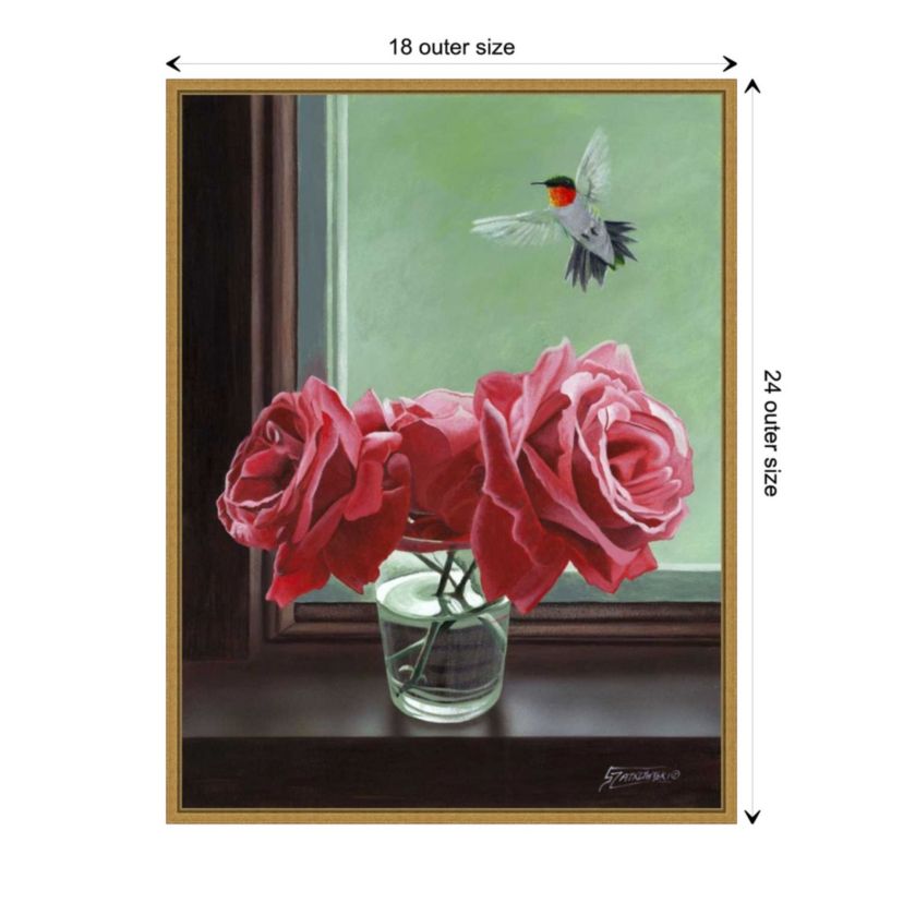 Window Shopping (Rose) Framed Canvas Wall Art Print