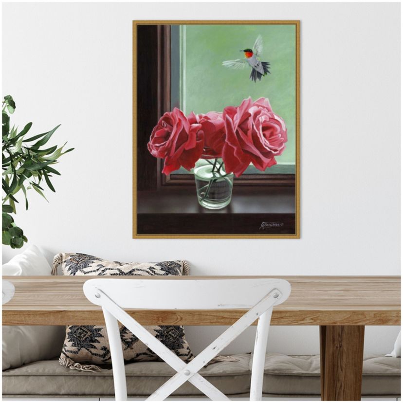 Window Shopping (Rose) Framed Canvas Wall Art Print