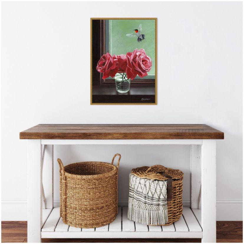 Window Shopping (Rose) Framed Canvas Wall Art Print