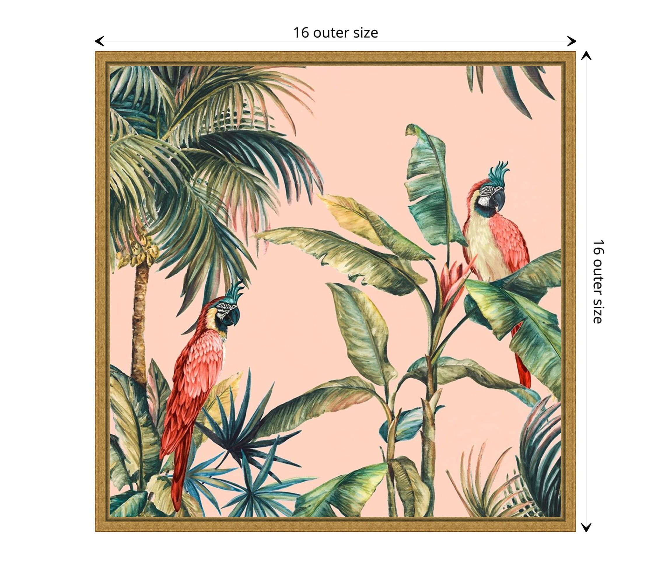 Tropicano II (Parrot in Palm) Framed Canvas Wall Art Print