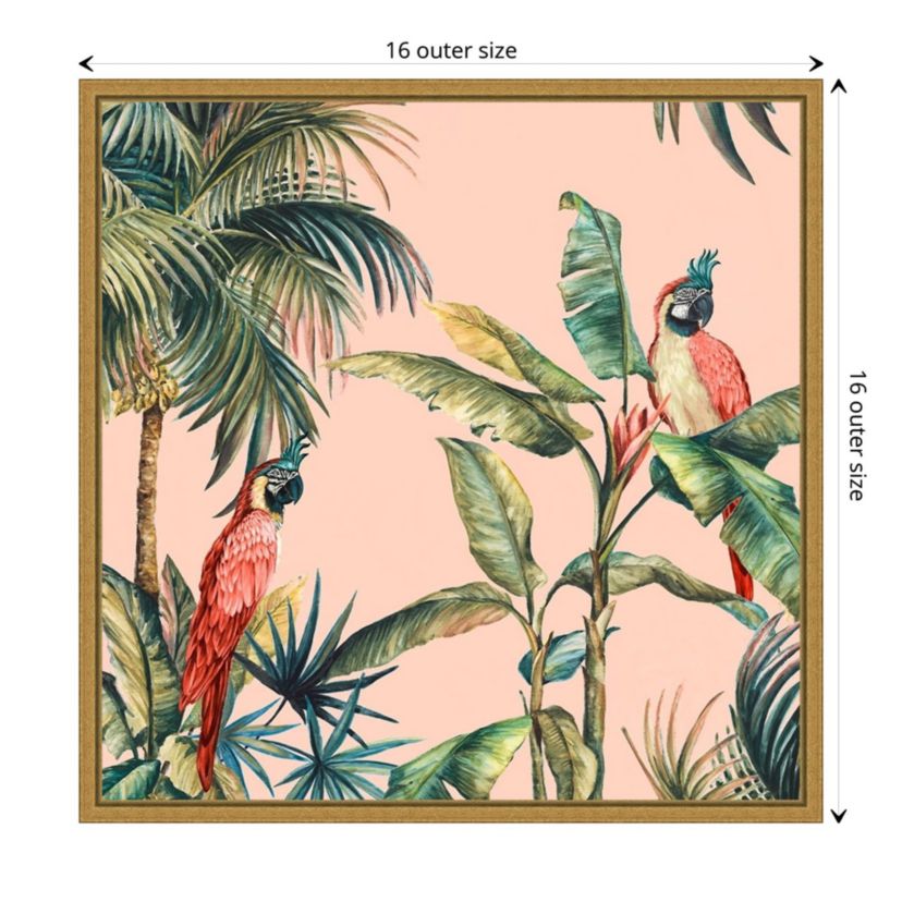 Tropicano II (Parrot in Palm) Framed Canvas Wall Art Print
