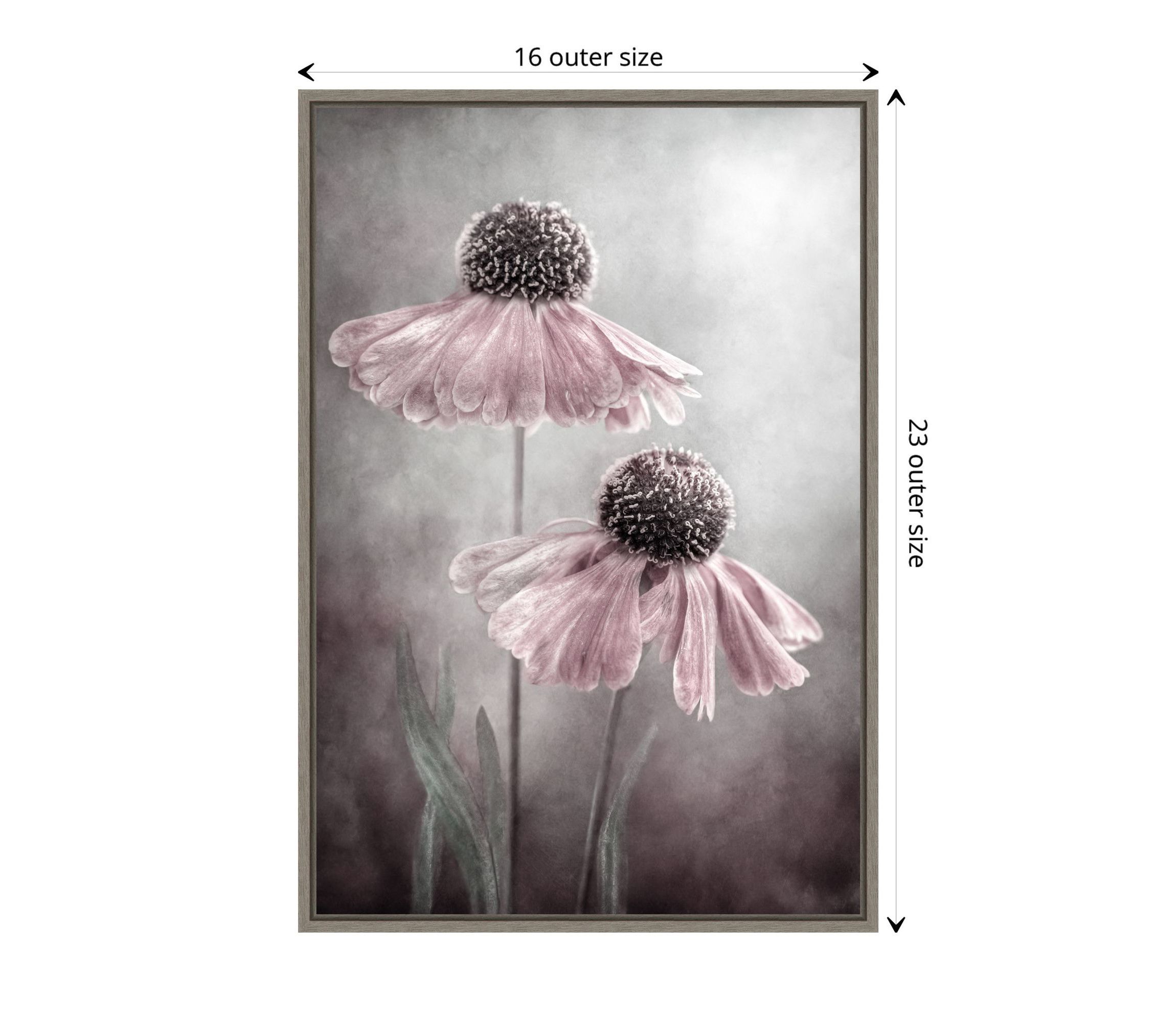 Duet of pink flowers Framed Canvas Wall Art Print