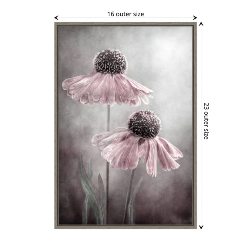 Duet of pink flowers Framed Canvas Wall Art Print