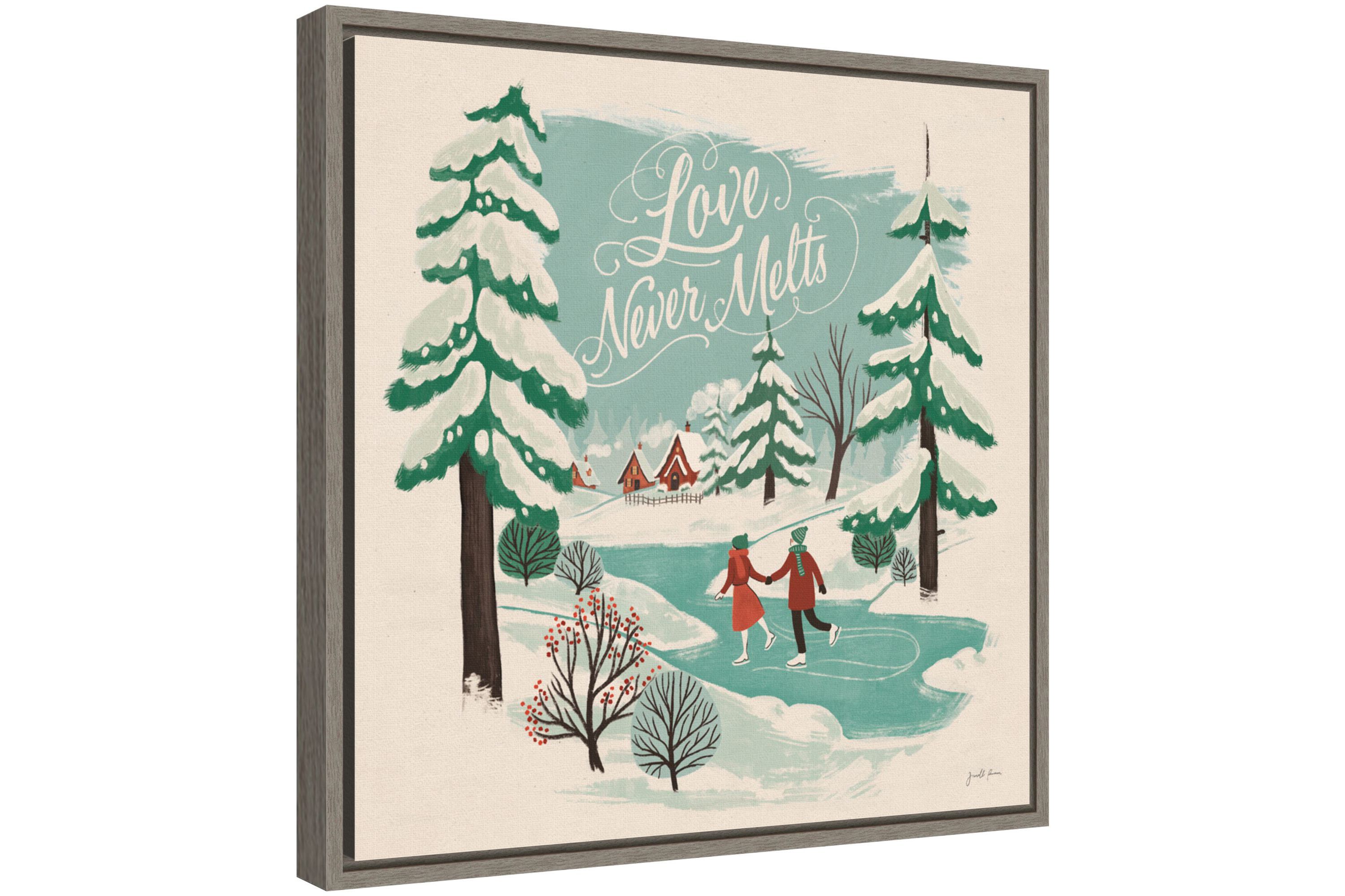 Winter Bliss V Ice Skating Framed Canvas Wall Art Print
