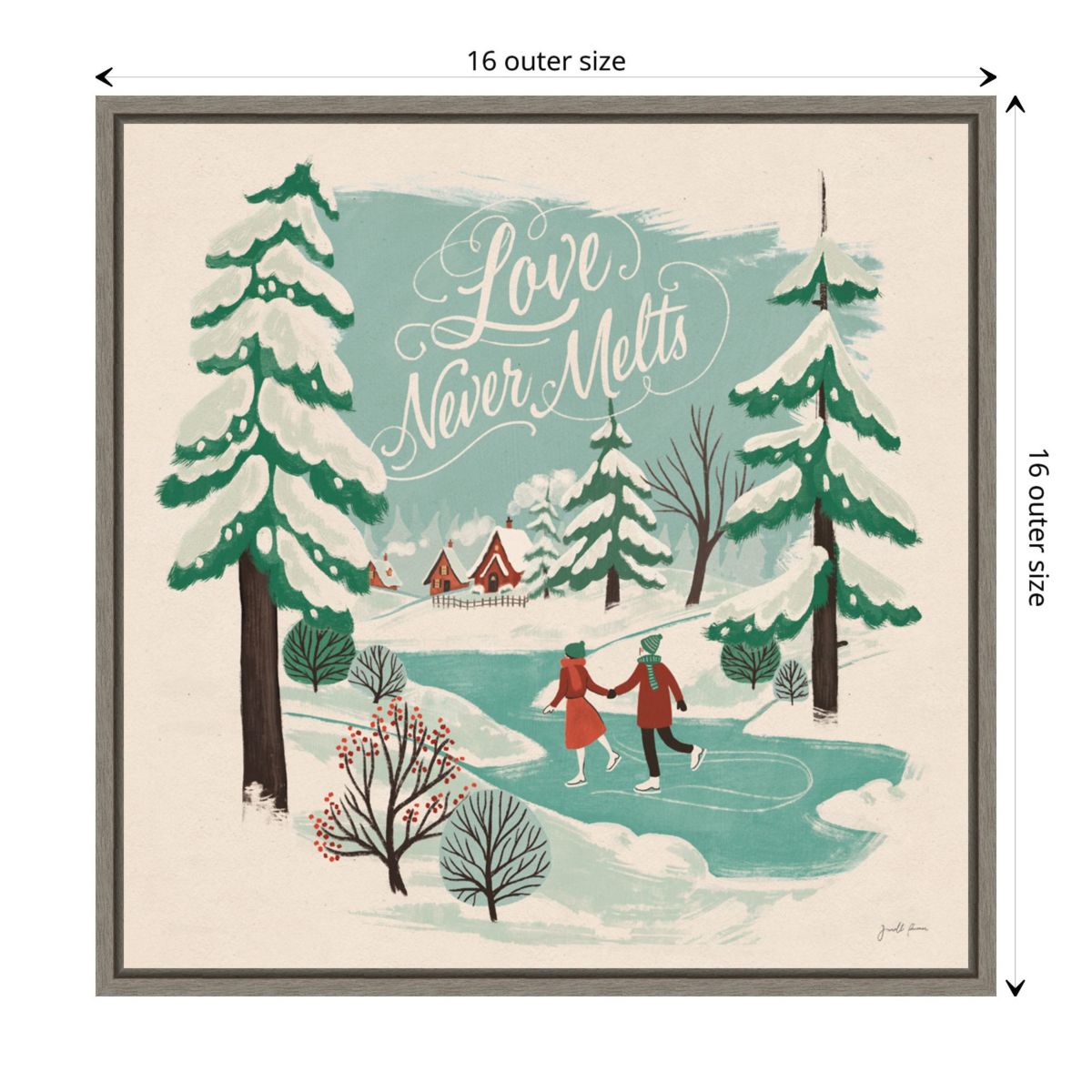Winter Bliss V Ice Skating Framed Canvas Wall Art Print