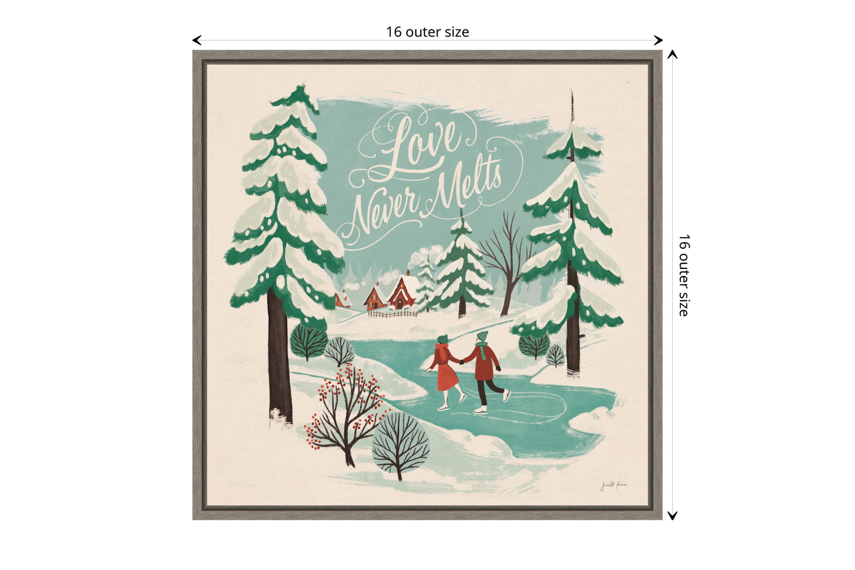 Winter Bliss V Ice Skating Framed Canvas Wall Art Print