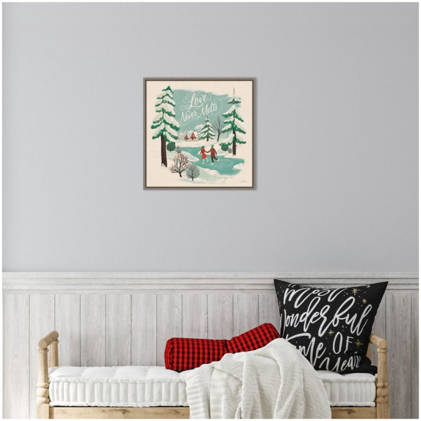 Winter Bliss V Ice Skating Framed Canvas Wall Art Print